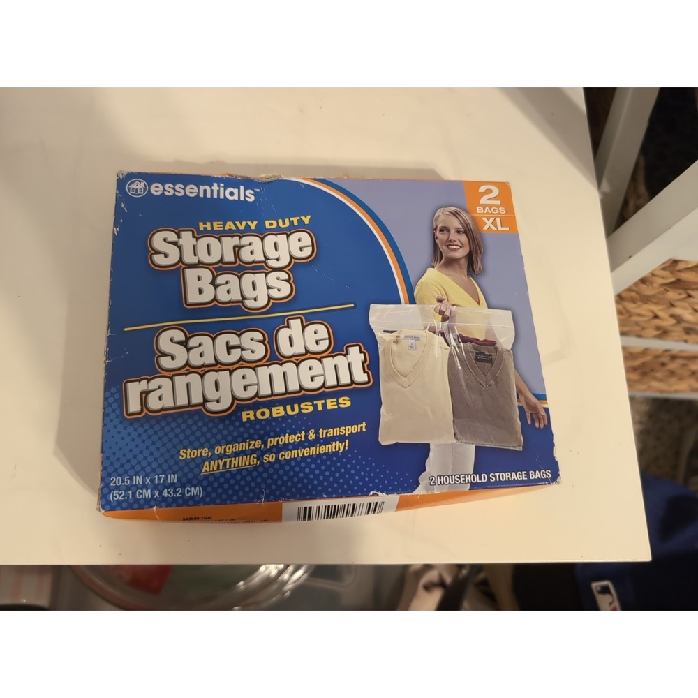 Essentials XL Heavy Duty Storage Bag 20.5in x 17in with Handle Sealed Box‎